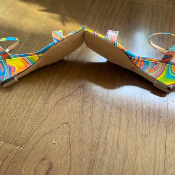 Aachcol Womens Square Toe Wedge Rainbow Swirl size 7 US - Picture 5 of 5